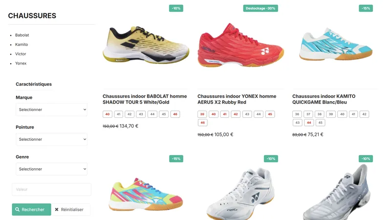 GoIntoLife - Site E-commerce Badminton