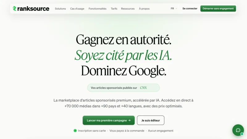 Ranksource - SaaS de netlinking avec chatbot et automatisation IA